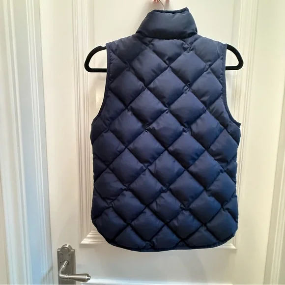 J.Crew Navy Quilted Puffer Vest Gold Zip Preppy Fall Layer XS - Picture 6 of 7